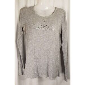 Victoria's Secret Women's Top Rhinestone Embellished Crown Design Gray Large